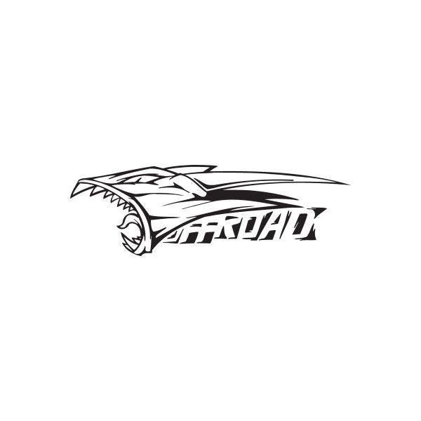 Off-road dragon head decal in black and white with OFFROAD lettering