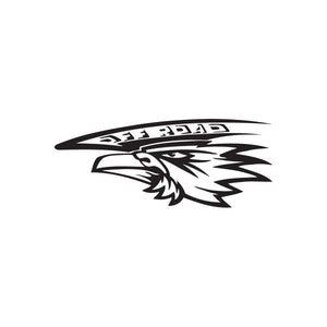 Eagle decal sticker with black outline and tribal graphic head