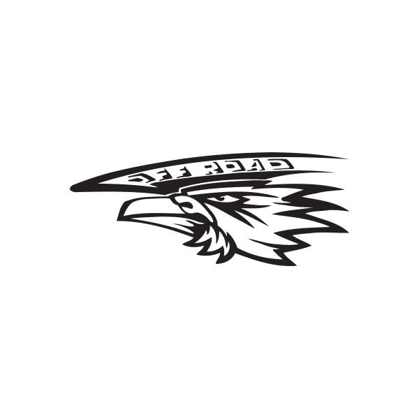 Eagle decal sticker with black outline and tribal graphic head
