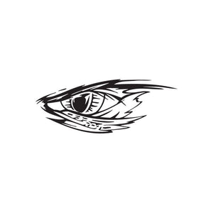 Off-road eye decal, black and white stylized eye graphic