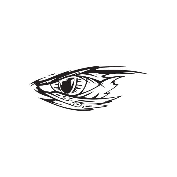 Off-road eye decal, black and white stylized eye graphic