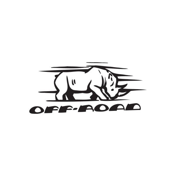 Off Road Fast rhino decal, black outline with speed lines and OFF-ROAD text