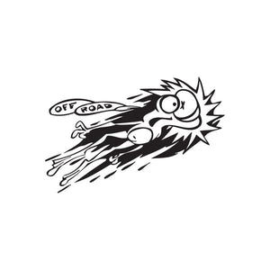 Off-road frog decal sticker with spiky motion lines and OFF ROAD badge