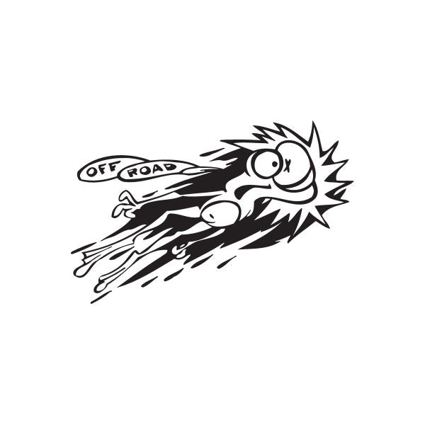 Off-road frog decal sticker with spiky motion lines and OFF ROAD badge