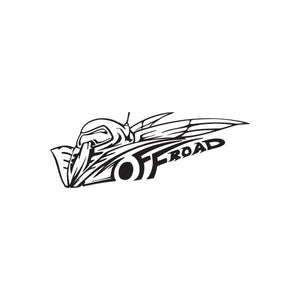 Off road jet decal with wings and OFF ROAD text, black and white