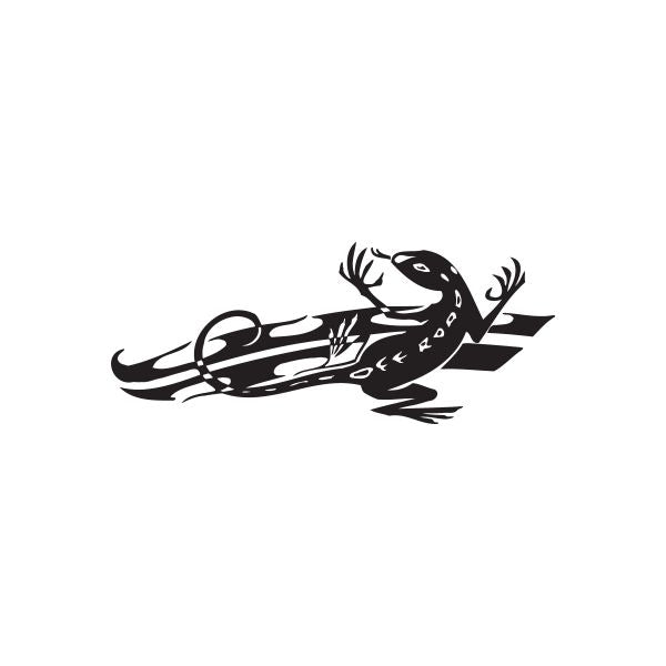 Black off-road lizard decal with stylized dirt-road design