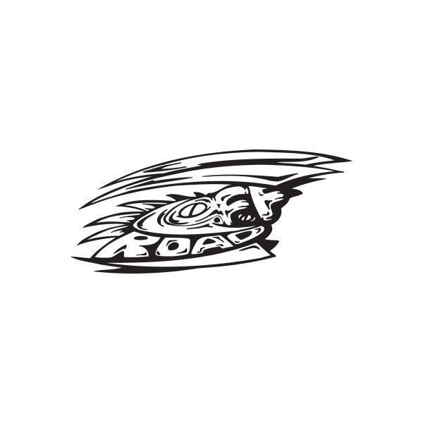 Off-road lizard decal, black and white tribal graphic