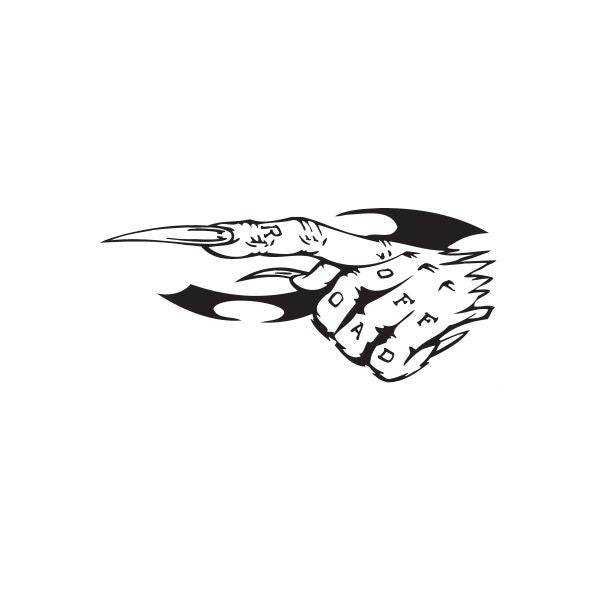 Off-road long finger decal with black-and-white cartoon animal head