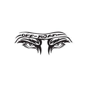 Stylized off-road eyes decal with arched OFF-ROAD lettering