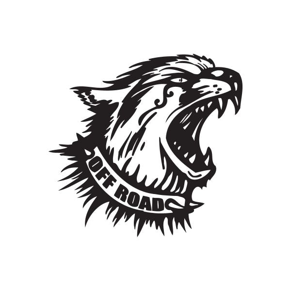 Off-road panther decal, black panther head with Off Roads text