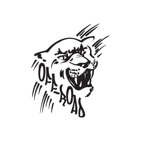Off-road prowler decal with black stylized animal face and motion lines