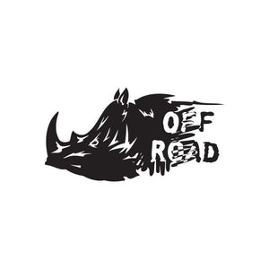 Black Off Road Rhino decal sticker with rhino head and bold 'OFF ROAD' text