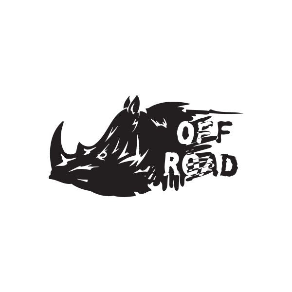 Black Off Road Rhino decal sticker with rhino head and bold 'OFF ROAD' text