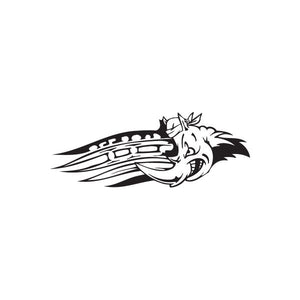 Black-and-white rhino head decal with bandana