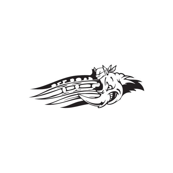Black-and-white rhino head decal with bandana