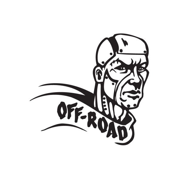 Off-road robot head decal, black graphic with OFF-ROAD text
