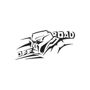Off-road rock man decal with helmeted rider and ROAD lettering