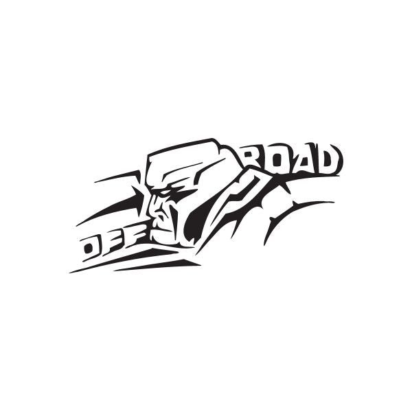 Off-road rock man decal with helmeted rider and ROAD lettering