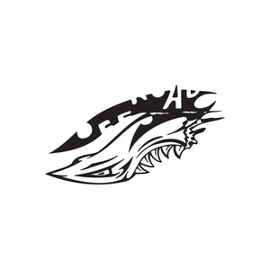 Shark mouth decal, black-and-white tribal graphic