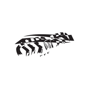Off-road shoe print decal, black with white patterned tread graphic