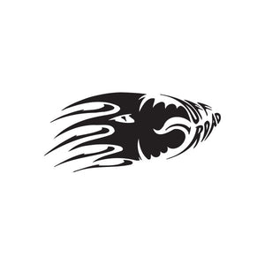 Stylized black snake mouth decal with eyes and sharp fangs