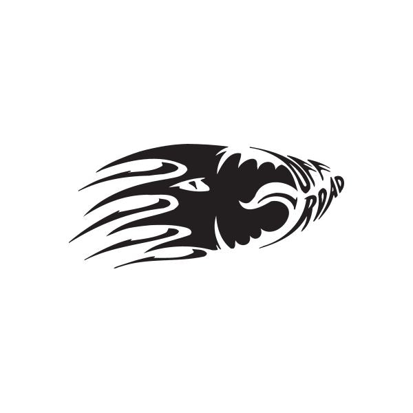 Stylized black snake mouth decal with eyes and sharp fangs