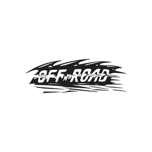 Off-road spike text decal with bold black lettering and streaked edges