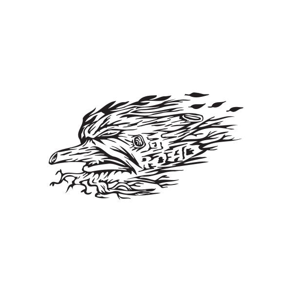Off Road Tree Decal, black tribal-style flame design