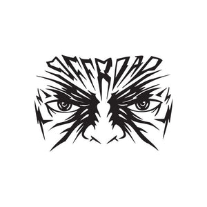 Tribal eyes decal with stylized black tribal face and white highlights