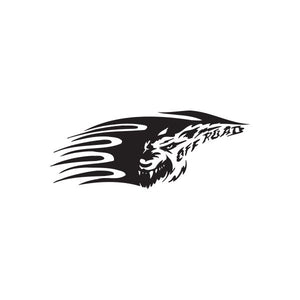 Werewolf head decal with black and white graphic, roaring with speed lines