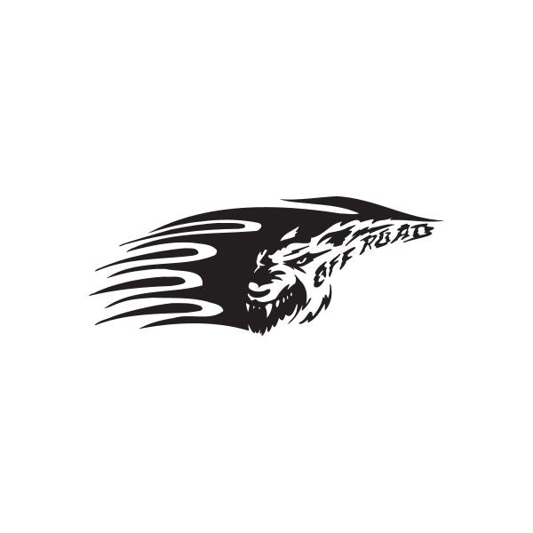 Werewolf head decal with black and white graphic, roaring with speed lines