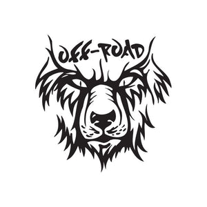 Black off-road wolf head decal with stylized lettering above