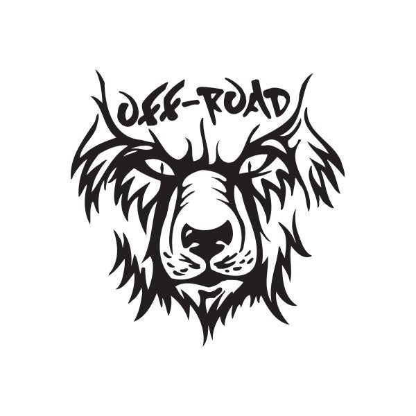 Black off-road wolf head decal with stylized lettering above