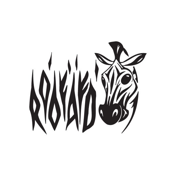 Off-road zebra head decal in black with zebra face and jagged “Off Road”