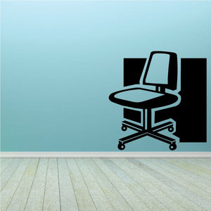 Office computer chair wall decal with wheels and backrest