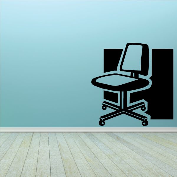 Office computer chair wall decal with wheels and backrest