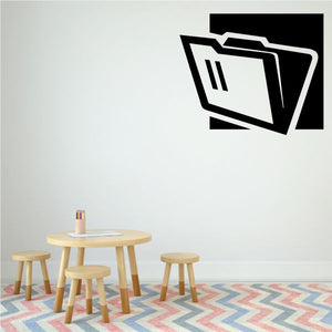 Black office folder wall decal with white inner lines