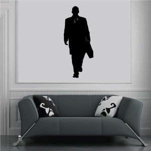 Vinyl wall decal with black walking man silhouette