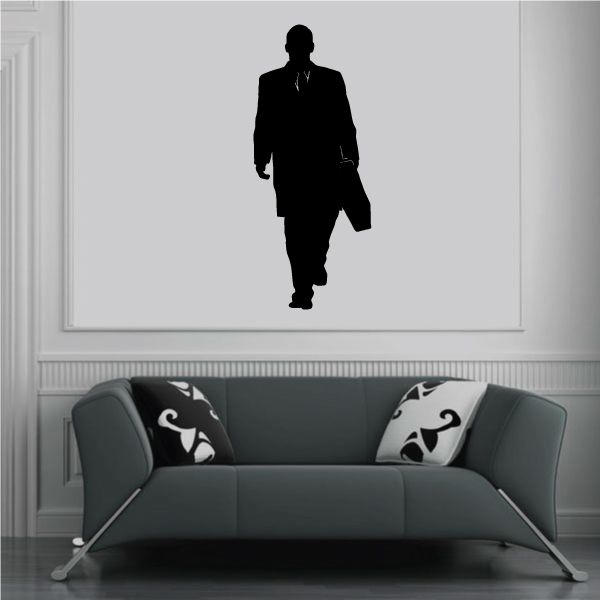 Vinyl wall decal with black walking man silhouette