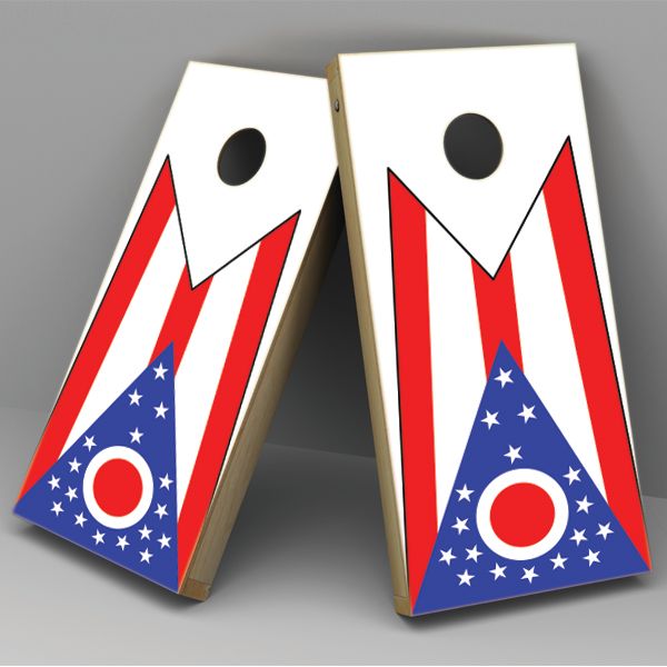 Ohio Flag Cornhole Board Vinyl Decal Wrap