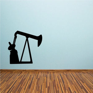 Oil rig machinery decal with black pump jack silhouette