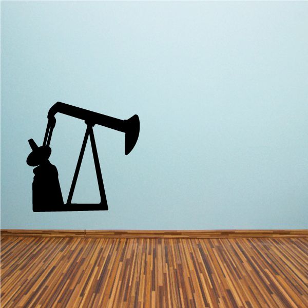 Oil rig machinery decal with black pump jack silhouette