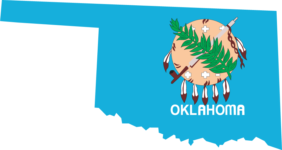 Oklahoma state flag shape sticker with OKLAHOMA text