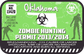Green zombie hunting permit sticker with Oklahoma text, permit number and biohazard symbol