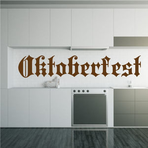 Oktoberfest wall vinyl decal with brown Gothic lettering