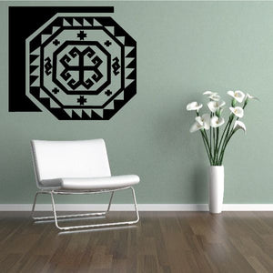 Geometric accent decal with black center and white octagon knot pattern