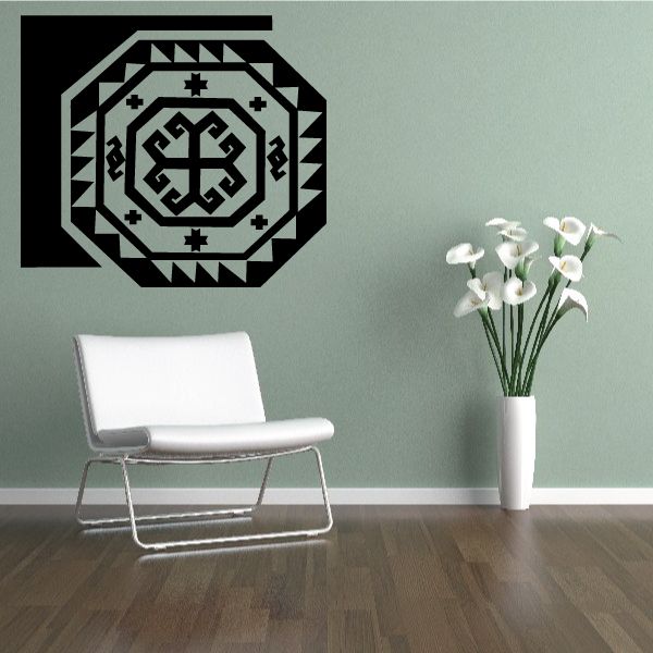 Geometric accent decal with black center and white octagon knot pattern