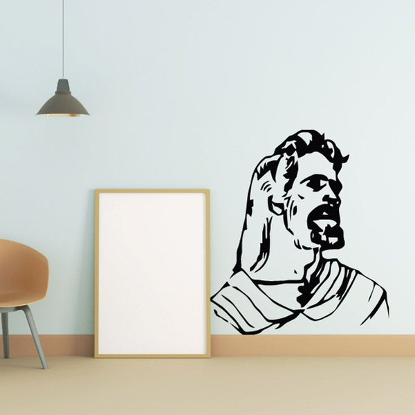 Older Jesus wall decal, black silhouette of an elderly bearded man in robe