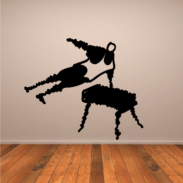 Olympics balance beam gymnastics decal with black gymnast silhouette over beam