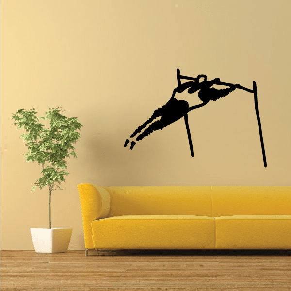 Black gymnastics wall decal of a gymnast on parallel bars